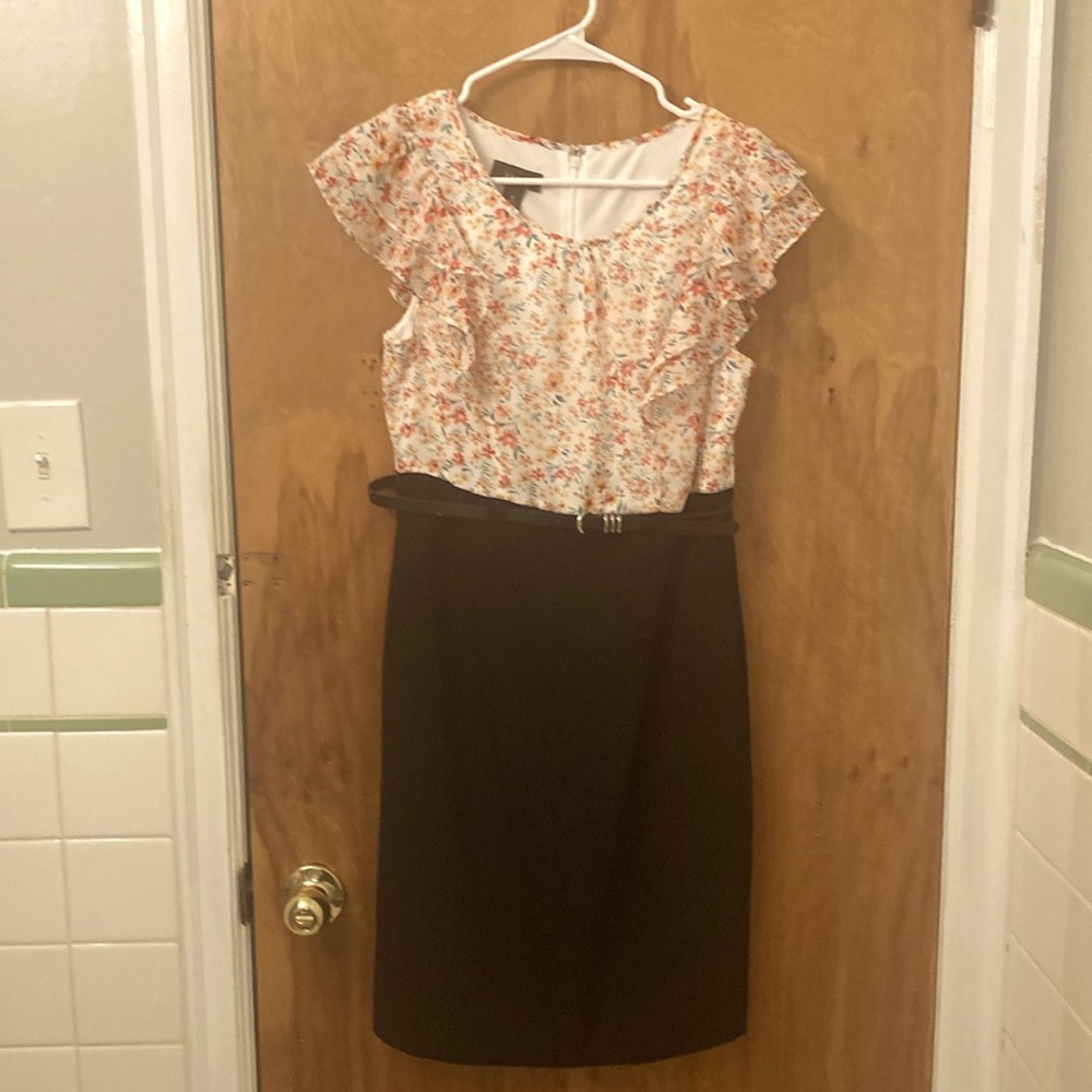 NWT Alex orange and white floral top black bottom dress